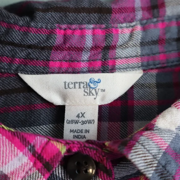 Terra & Sky Pink and Gray Plaid Shirt - Picture 4 of 4